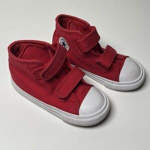 Converse Chuck Taylor Infant Red High Top Shoes Sz 8 Hook Loop Closure Sneakers